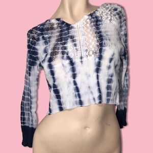 y2K bohemian blue cropped blouse